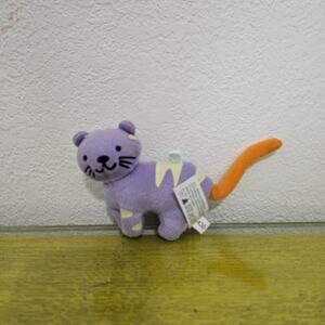 Chicco Purple Cat Plush Baby Toy Tabby Yellow Stripes Play Pretend Lovey
